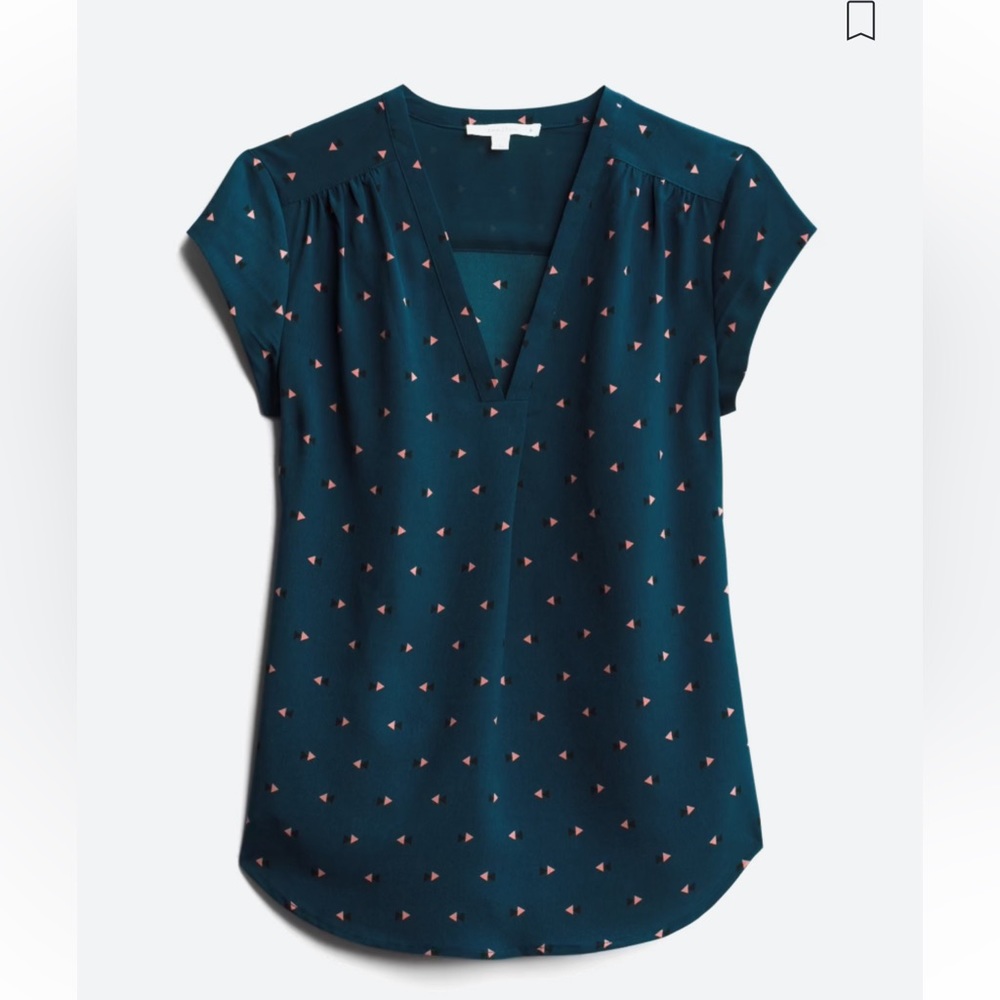 Lillian Tie Sleeve Blouse. Navy.